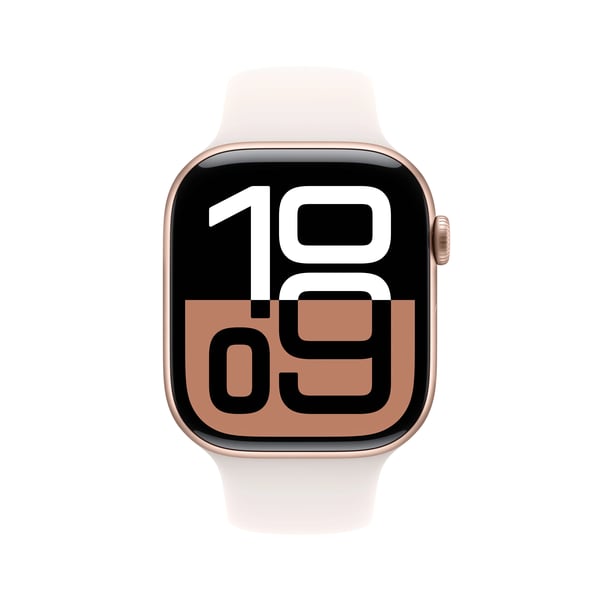 Apple Watch Series 10 (GPS + Cellular) - 46 mm - rosegull aluminium - smartklokke med sportsbånd - fluorelastomer - lett rouge - båndbredde: M/L - ...