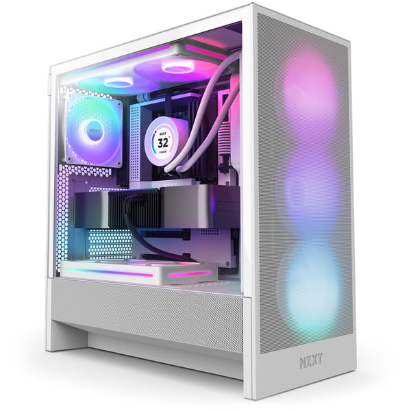 NZXT H5 Flow RGB PC-kabinett E-ATX CC-H52FW-R1, hvit, glassvindu