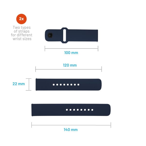 FIXED - Klokkestropp for smart armbåndsur - silicone, quick release, 22 mm - 160-235 mm - blå