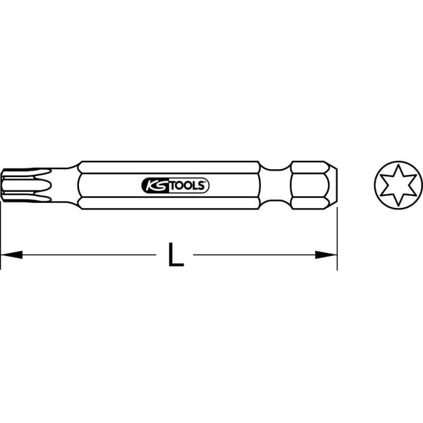 KS Tools 911.3379, Torx, T8, Nickel, DIN 3126, ISO 1173 - E 6,3, 75 mm, 20 g