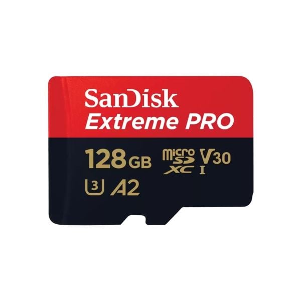 SanDisk Extreme Pro - Flash-minneskort (microSDXC till SD-adapter inkluderad) - 128 GB - A2 / Video Class V30 / UHS-I U3 / Class10 - mikroSDXC UHS-I