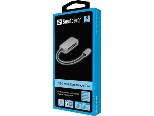 Sandberg USB-C Multi Card Reader Pro - Kortleser (CF, microSD, MMC, SD, SDHC, SDXC, TransFlash) - USB-C