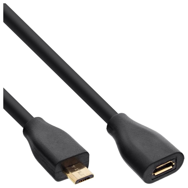 InLine 32720P, 2 m, Micro-USB B, Micro-USB B, USB 2.0, Hane/hona-kontakt, Svart