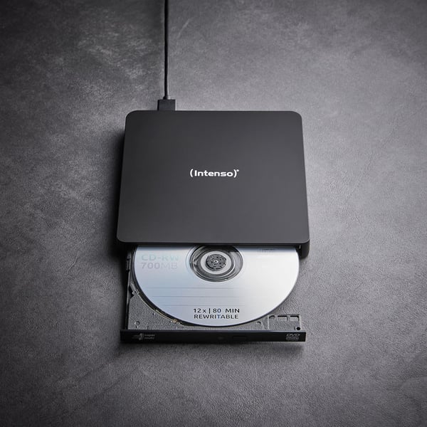 Intenso EOD 400D Slim - Platestasjon - DVD±RW (±R DL) / DVD-RAM - 8x/5x - USB 3.2 Gen 1 - ekstern - svart