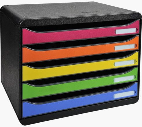 Exacompta Big Box 308798D skuffeseksjon, 5 skuffer, DIN A4, harlekin