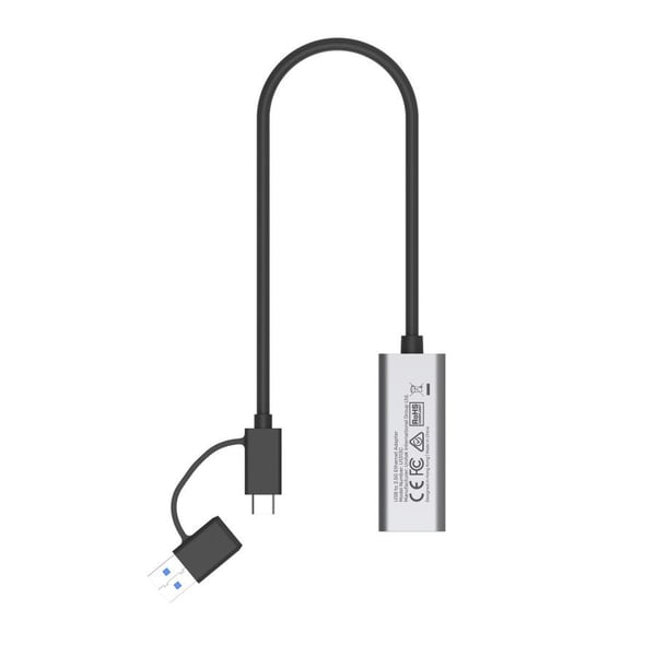 Unitek U1313C - Nätverksadapter - USB-C / USB-A - 10M/100M/1G/2.5 Gigabit Ethernet - rymdgrå