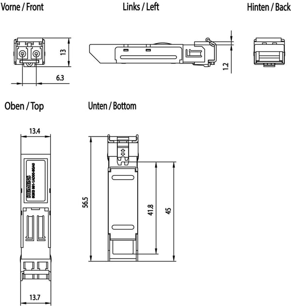 Siemens 6GK5991-1AD00-8GA0, CE, RoHS, 60 mm, 100 mm, 22 mm, 300 g