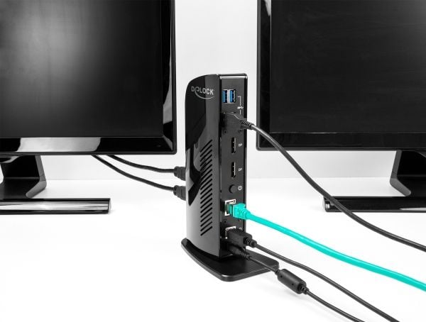 Delock - Dokkingstasjon - USB 3.2 Gen1 - 2 x DP - 1GbE