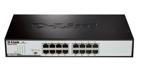 D-Link DGS 1016D - Switch - ikke-styrt - 16 x 10/100/1000 - stasjonær, rackmonterbar