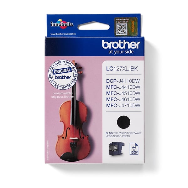 Brother LC127XLBKBP2, Musta, Väriainepohjainen muste, 2 kpl, 1200 sivua, Kaksoispakkaus
