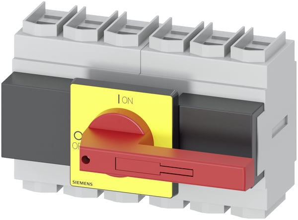 Siemens lastbryter, rød, gul, 6-polet, 185 mm², 160 A, 690 V/AC, 3LD23053VK13, 6P, IP65, 168 mm, 223 mm, 303 mm, 195 mm