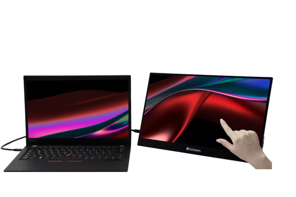 Verbatim PMT-14 - LED-skärm - 14" - bärbar - pekskärm - 1920 x 1080 Full HD (1080p) - IPS - 1000:1 - HDMI, 2xUSB-C - högtalare