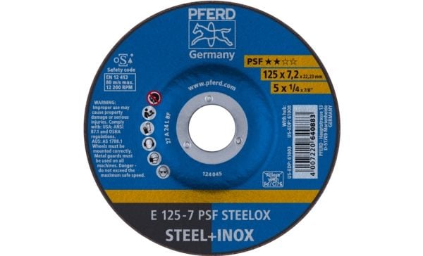 PFERD 62012640, 2,22 cm, 12,5 cm, 7,2 mm, 12200 RPM, 10 kpl