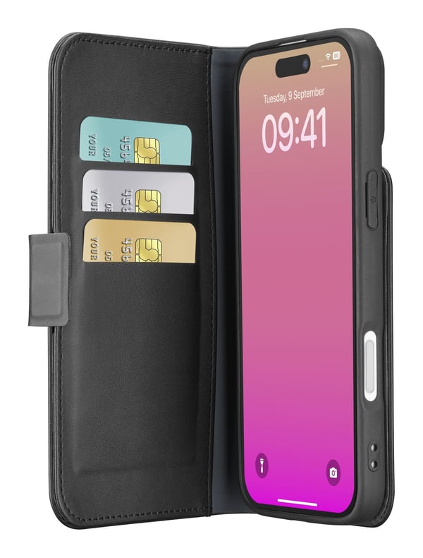 Cellularline Book Agenda, Folio-kotelo, Apple, iPhone 17, 16 cm (6.3"), musta