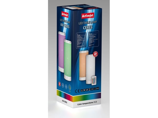 Activejet LED dekorativ lampe AJE-CERES RGB, Hvit, Soverom, Barnerom, Spisestue, Stue, Kontor, Universal, Moderne, IP20, CERES, ISO 9001, ISO 14001...