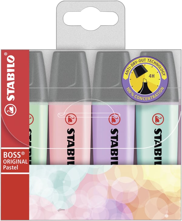 Highlighter Stabilo Boss® Original Pastel med 4 stk. ass. farver