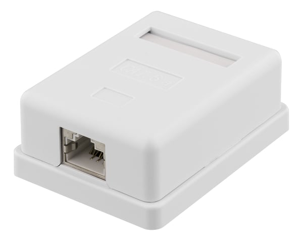 DELTACO VR-220 - Ytmonterat uttag - bordsmontering - CAT 6a - FTP - RJ-45 - vit