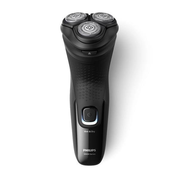 Philips Shaver 3000X Series X3001/00 Elektrisk rakapparat för våt- och torrakning, Roterande rakhuvud, Svart, PowerCut blade system, Replace every ...
