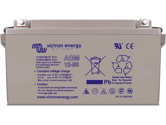 Victron Energy BAT412800084, Oppladbart batteri, 12 V, 90000 mAh, 167 mm, 183 mm, 350 mm