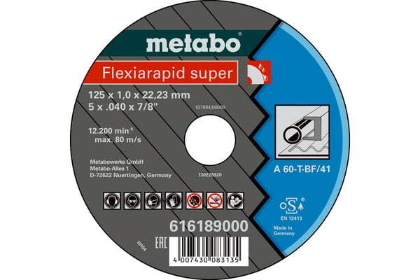 Metabo 616189000, Kutteskive, Stål, 12,5 cm, Metabo, Flatt senter, 2,22 cm