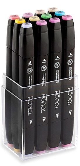 Touch Twin Marker 12kpl pastellivärejä, pyöreä + kulmikas kärki