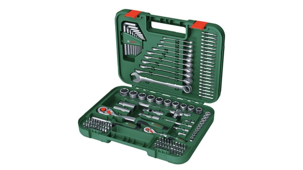 Bosch 1 600 A02 Z9B työkalusarja 132 osaa, 2 suunnanvaihtoräikkää 1/4" ja 1/2"
