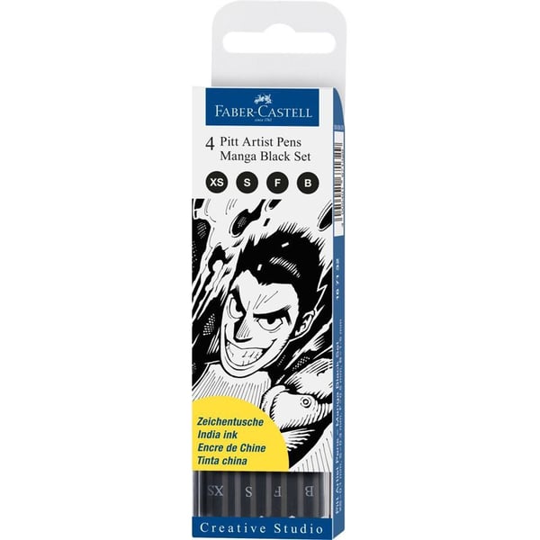 Faber-Castell 167132, Svart, Svart, Pigmentbasert blekk, 4 stykker