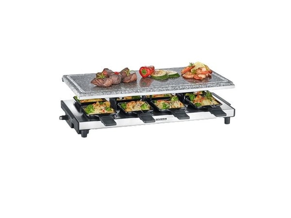 Severin Raclette-Grill Naturstein RG2374, 8 personer, Plast, Rostfritt stål, Sten, Svart, Rostfritt stål, Rektangulär, Sten, 485 x 240 mm