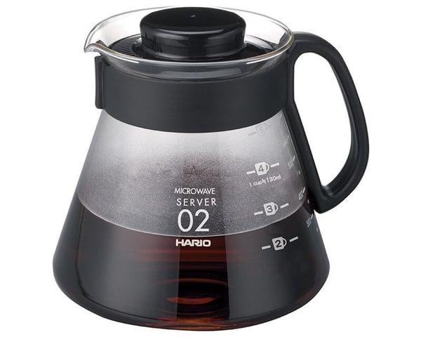HARIO V60 XVD-60B serveringskanne 600 ml glass, svart, gjennomsiktig