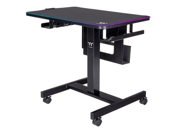 Thermaltake CYCLEDESK 100 RGB - Skrivbord för sittande/stående - mobil - rektangulär - elektrisk höjdjustering - svart - svart bas