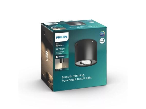 Philips Himmennettävä LED Phase kohdevalaisin, Pinta-asennettavat spottivalot, Ei vaihdettavissa oleva hehkulamppu, 1 lamppu(a), LED, 4,5 W, 2700 K