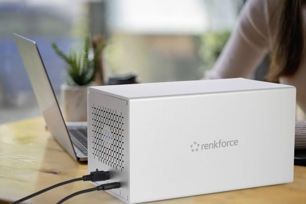 Renkforce RF-5587610 SATA-kiintolevykotelo Asemapaikkojen määrä: 4 paikkaa 2,5 tuumaa, 3,5 tuumaa Sisältää 80 mm tuulettimen Alumiininen kotelo USB...