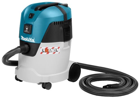 Makita VC2512L, Kuiva ja märkä, Musta, Sininen, Metallinen, 25 L, 60 l/s, 21 kPa, 5 m