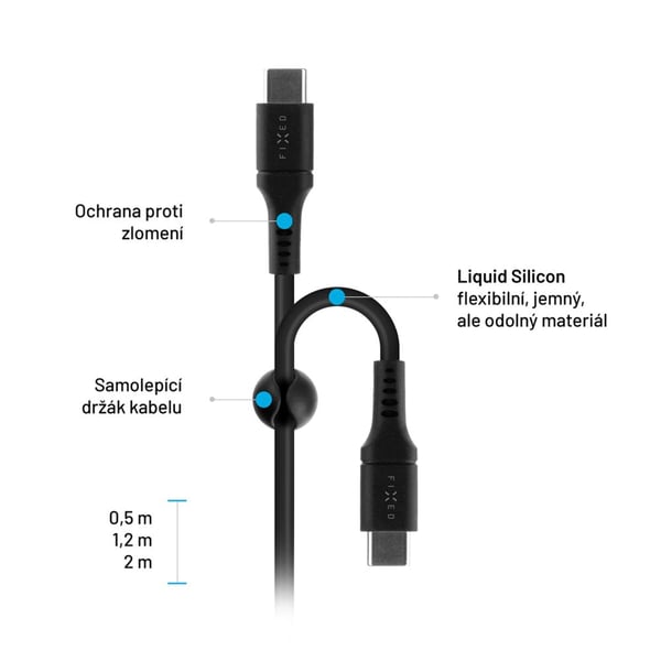 FIXED - USB-kabel - 24 pin USB-C (hane) till 24 pin USB-C (hane) - USB 2.0 - 2 m - USB Power Delivery (60W) - svart
