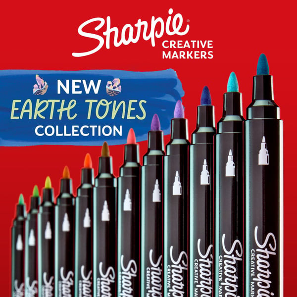 Sharpie Creative akryltusj jordfarger kulespiss - med 12 stk. assorterte farger