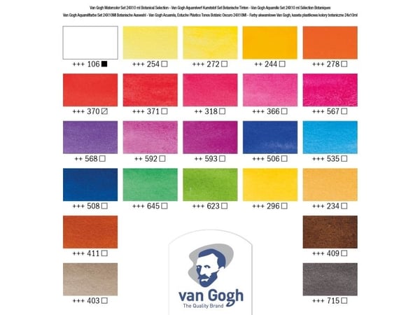 Van Gogh akvarell plastetui botanisk utvalgsett | 24 halfpans