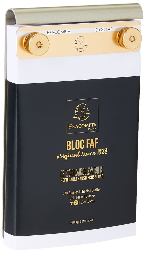Exacompta FAF Desk Pad Plain - Size 170x100 mm - 170 micro perforated sheets. Retro design - refillable.