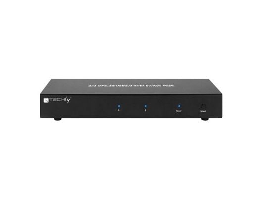 Techly IDATA DP-KVM2, 3840 x 2160 piksler, 4K Ultra HD, Sort