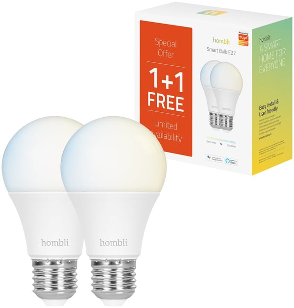 Hombli Smart Bulb E27, Smartpære, Wi-Fi, Hvit, LED, Plast, E27