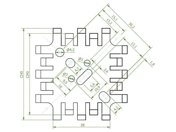Fischer Elektronik 10034943 FK 202 SA-CB Fingerkylfläns 8 K/W (L x B x H) 45 x 45 x 12,7 mm TO-3, TO-55, SOT-9, SOT-32, TO-220