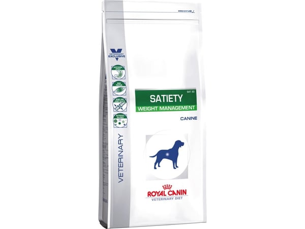 Royal Canin Satiety Weight Management, Jätte (> 45kg), Maxi (26 - 44 kg), Medium (11 - 25 kg), 1,5 kg