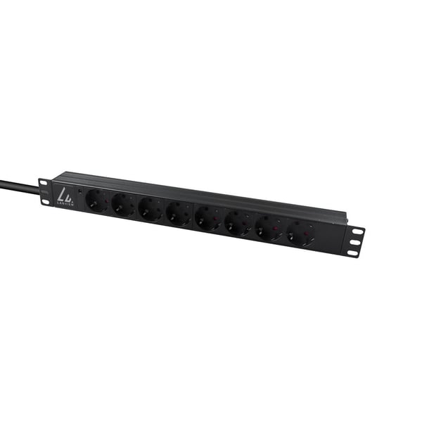 Lanview LVR-3MSCH-LIC-SCH8 rackstrømskinne 16A 19" 8 Schuko 1U, svart