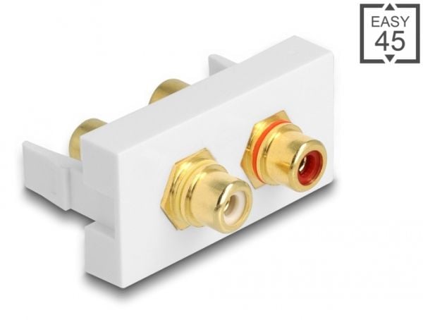 DeLOCK Easy 45, 2 x RCA, Valkoinen, Akryylinitriilibutadieenistyreeni (ABS), 22,5 mm, 45 mm, 39 mm