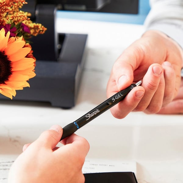 Sharpie S-Gel, Uttrekkbar gelépenn, Sort, Sort, Medium, 0,7 mm, Boks