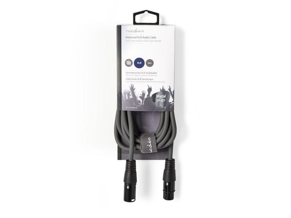 Nedis COTH15010GY30, XLR (3-pin), Hankjønn, XLR (3-pin), Hunkjønn, 3 m, Grå
