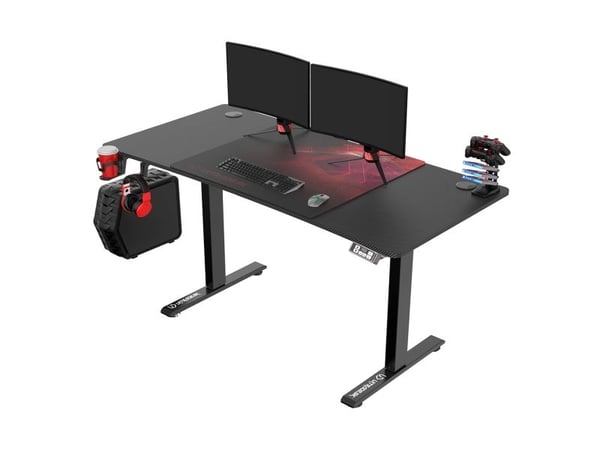 Ultradesk LEVEL V2 gamingbord 140 x 68 cm, 72–117 cm, svart/röd