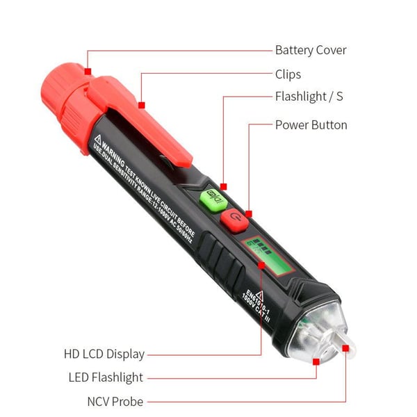 Habotest HT100P, 12 - 1000 V, Musta, Punainen, 32 g