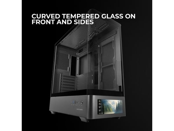 Mars Gaming MCLCDPRO, Midi Tower, PC, Svart, ATX, micro ATX, Mini-ITX, Härdat glas, Spela