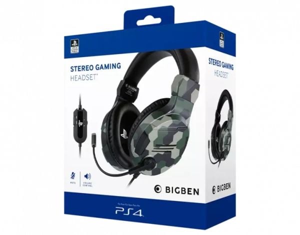 Bigben Interactive PS4OFHEADSETV3G, Langallinen, Pelaaminen, 270 g, Kuulokkeet, Maastoväri