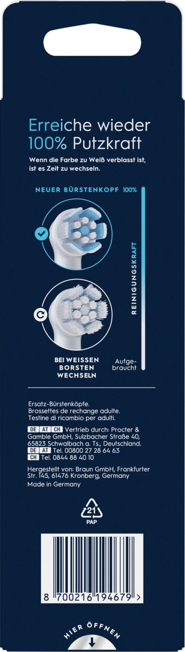 Oral-B 8700216194679, 6 styck, Vit, 3 månad (er), Oral-B, 60 mm, 27 mm